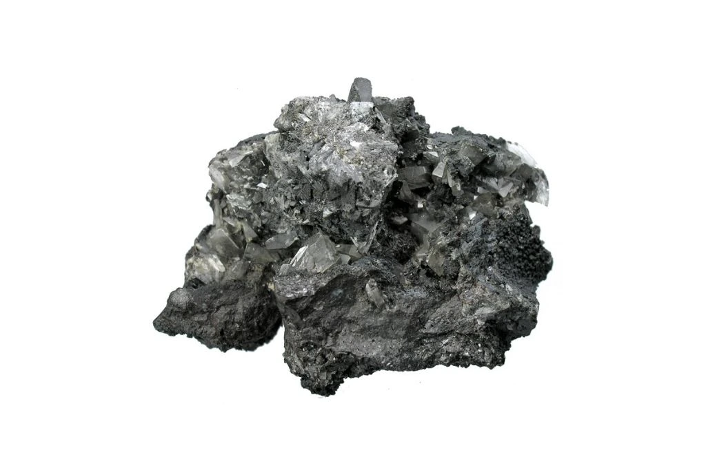 Valentinite on white background