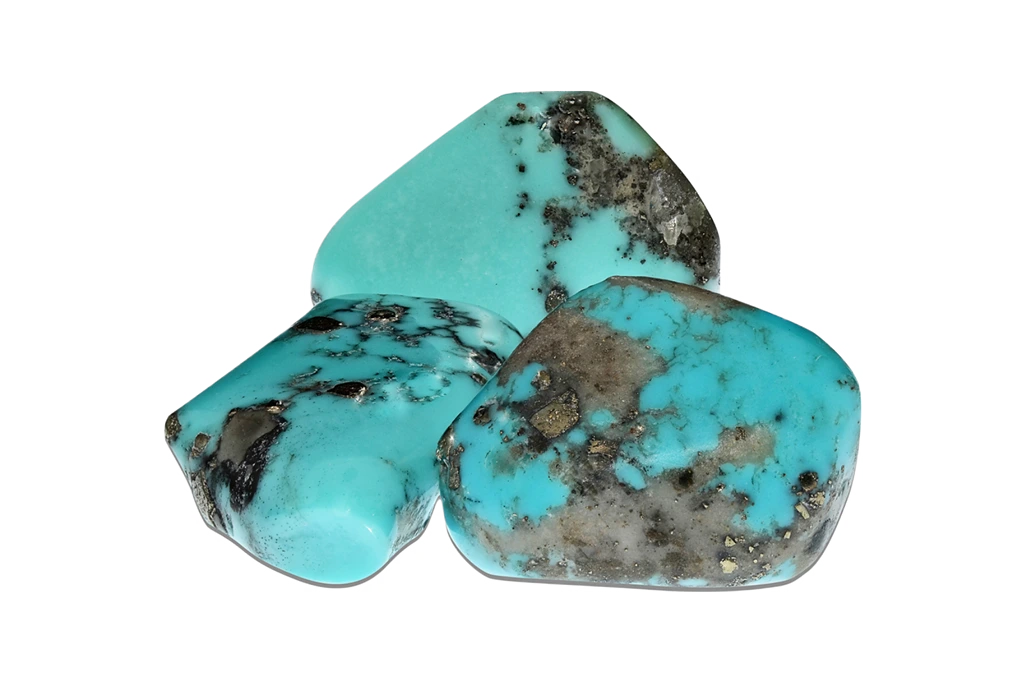 polished Turquoise on a white background