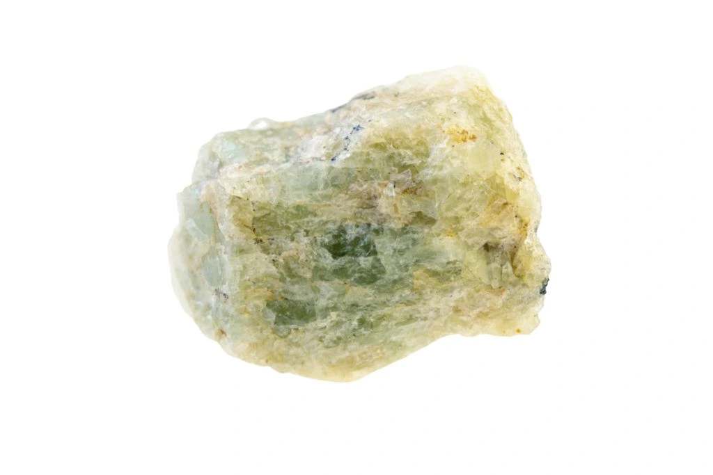 raw Chrysoberyl on a white background