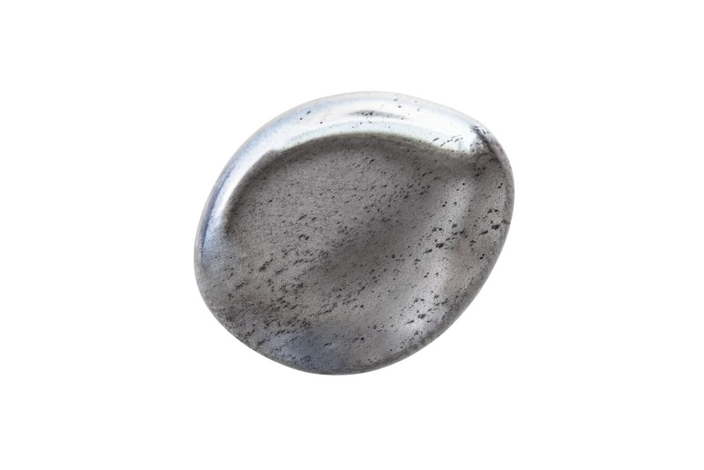 polished hematite on white background