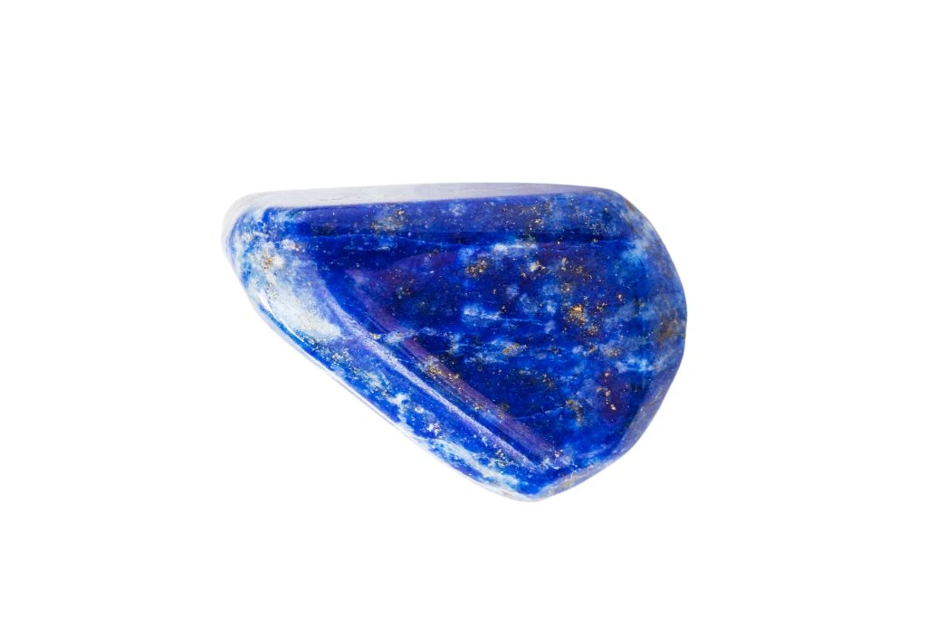 Polished Lapiz Lazuli on a white background