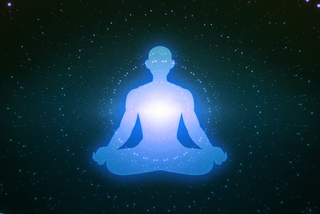Blue aura on a black space background