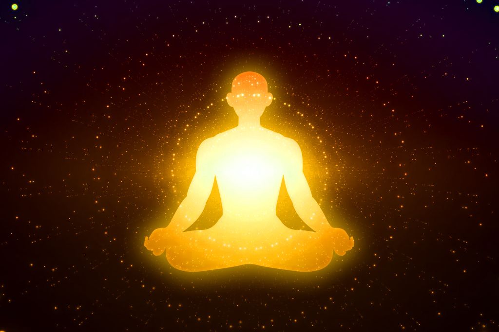Golden aura on a black space background