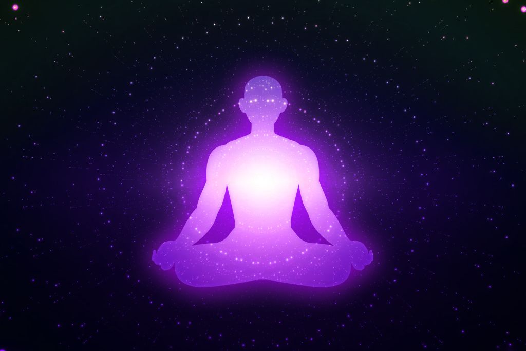 Purple aura on a black space background