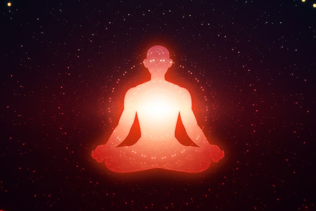 Red aura on a black space background