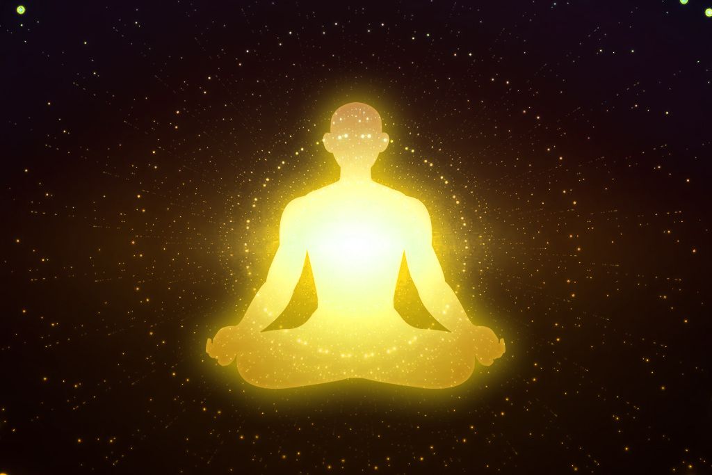 Yellow aura on a black space background