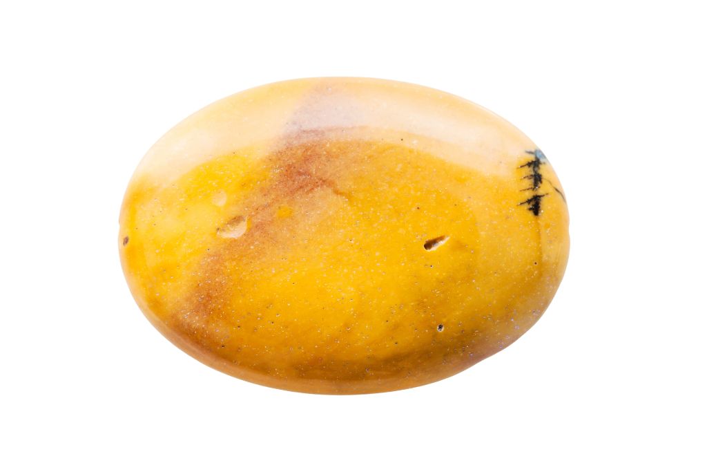 Mookaite Jasper crystal on a white background