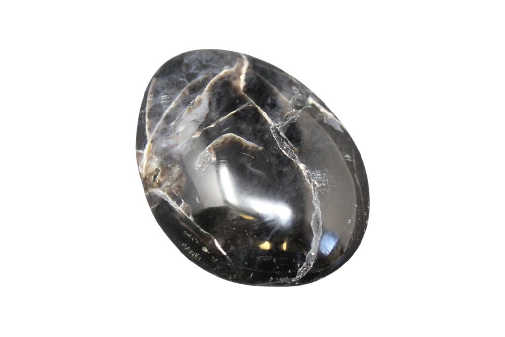 A black moonstone on a white background. Source: Etsy | Worldincensestore