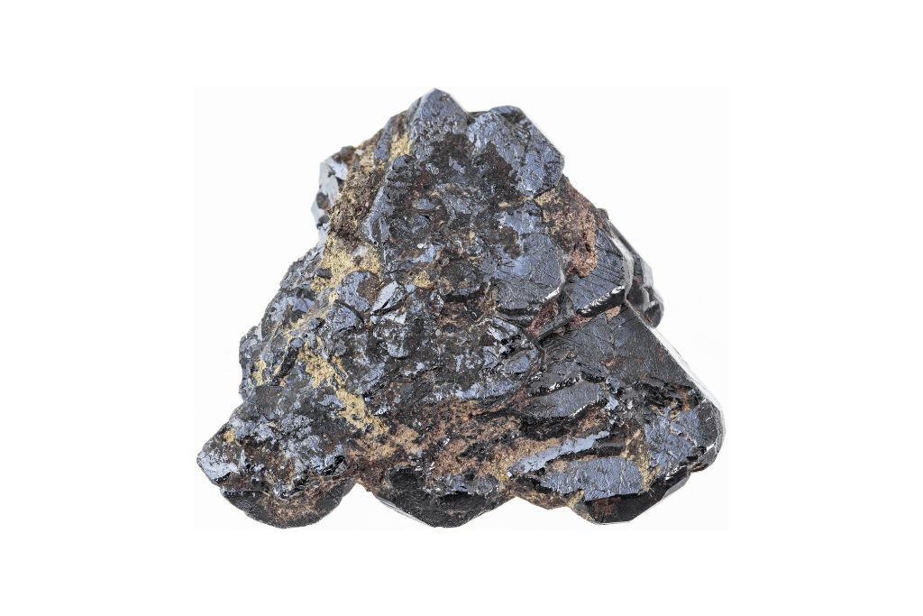 an Ilmenite crystal on a white background