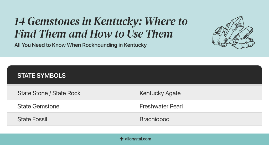 A graphic table containing information about Rockhounding in Kentucky