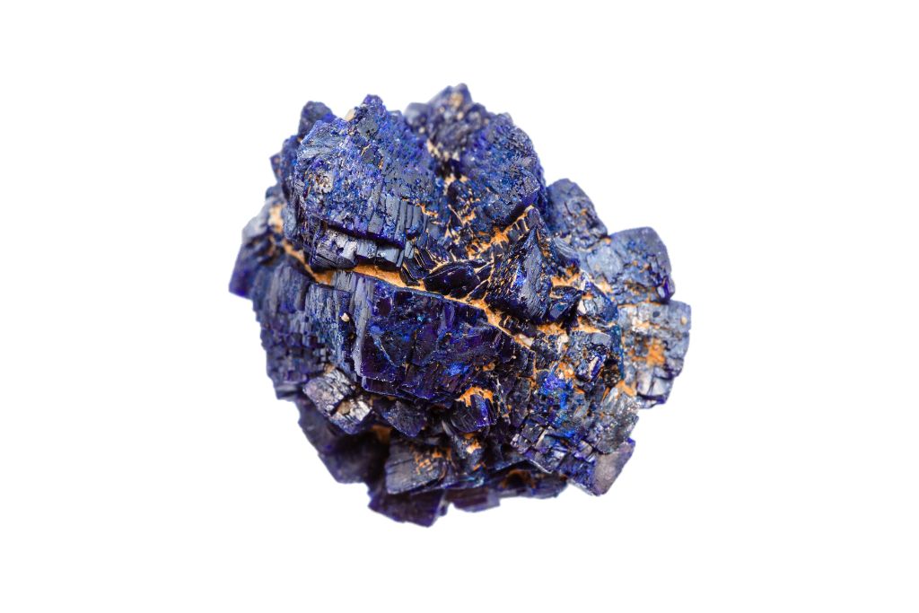 azurite crystal on white background