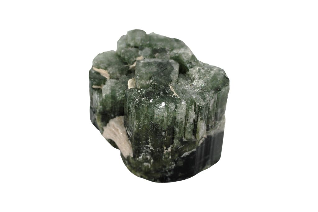 Tourmaline crystal with white background