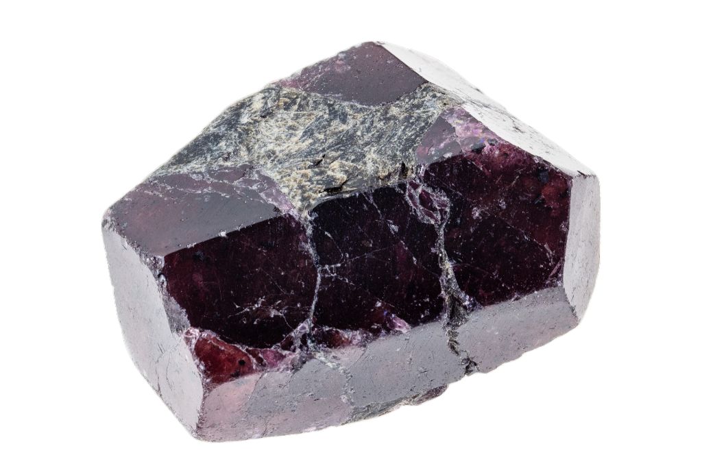 Almandine Spinel Hopper Crystal on white background