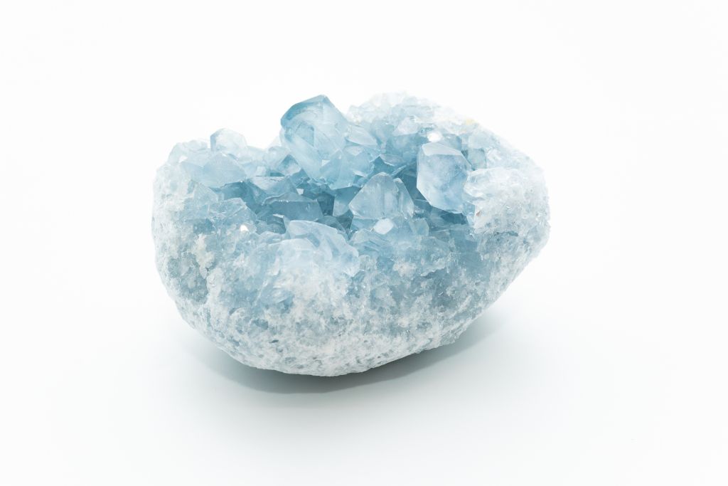 Celestite on white background