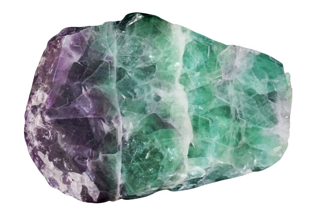 Fluorite Hopper Crystal on white background