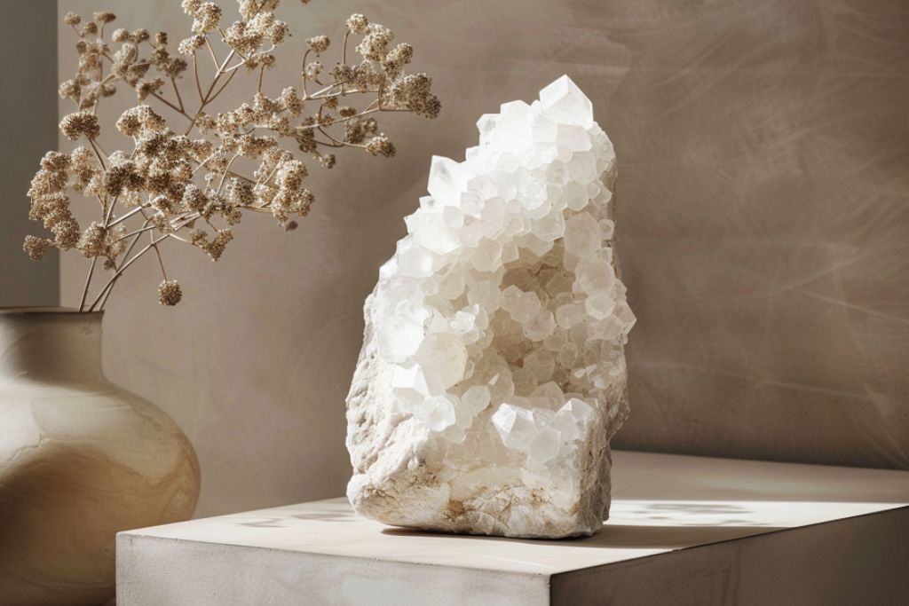 cascading quartz table on table