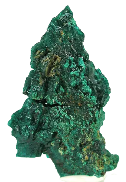 Unearthed triangular shaped euchroite with white background