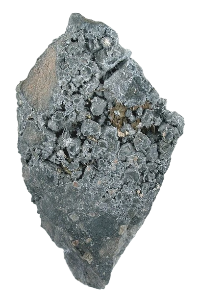 calaverite chunk on white background