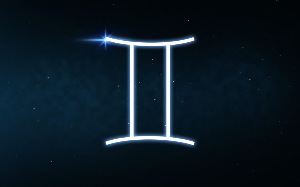 Gemini sign in a dark background