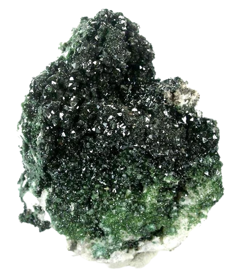 Cerusite with light to dark green color in a white background