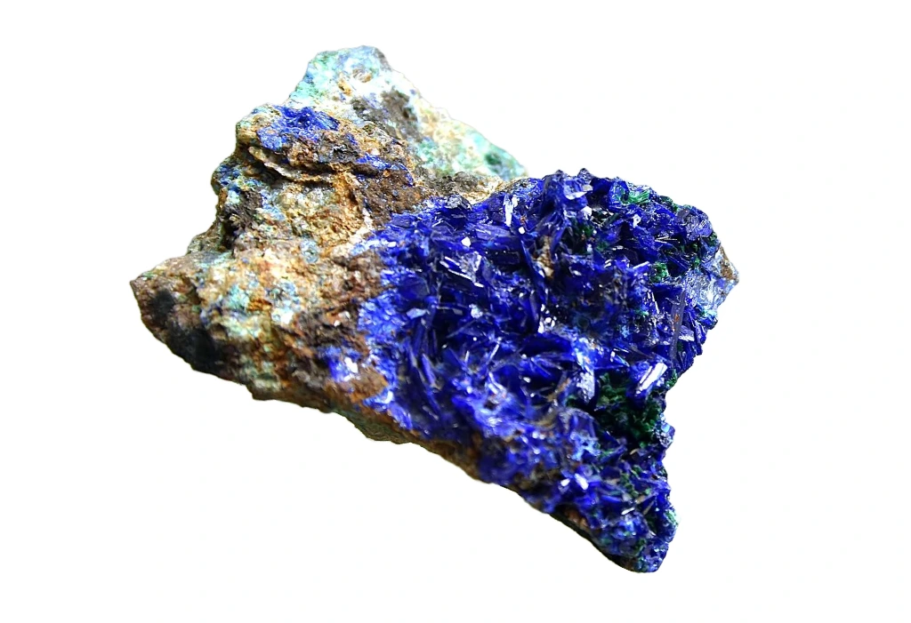 Linarite chunk on a white background