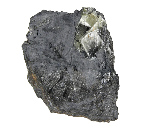 Valentinite crystal fused in a chunk of rock