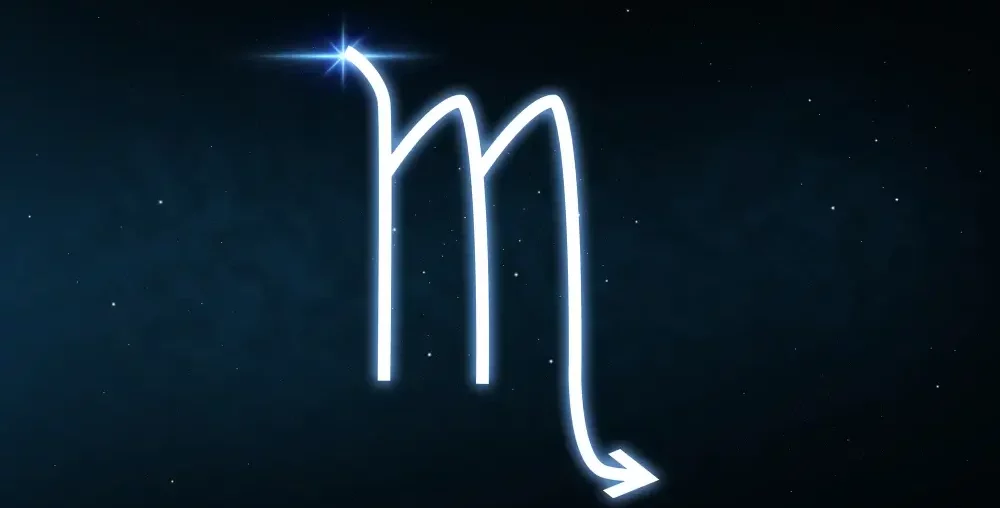 scorpio zodiac sign on a deep blue space background