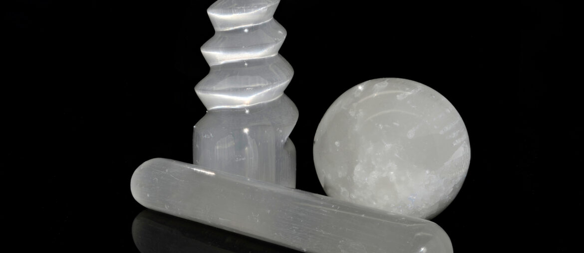 selenite stick and ball for wiccan