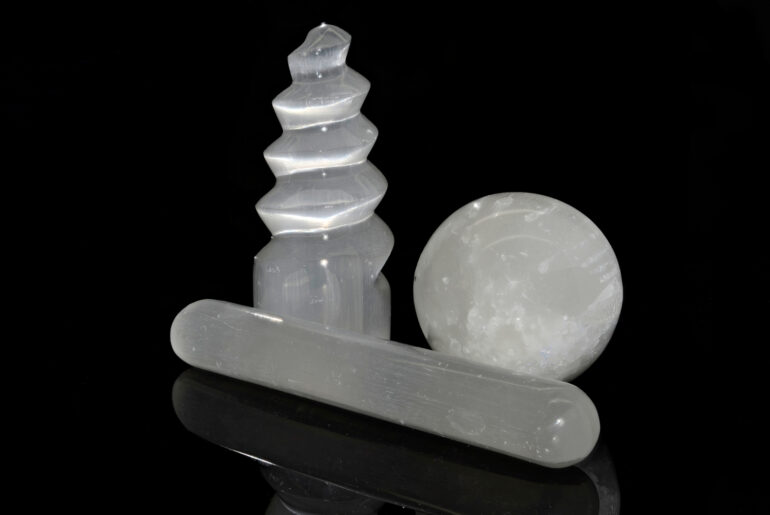 selenite stick and ball for wiccan