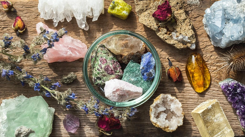 Crystals being charged in direct sunlight