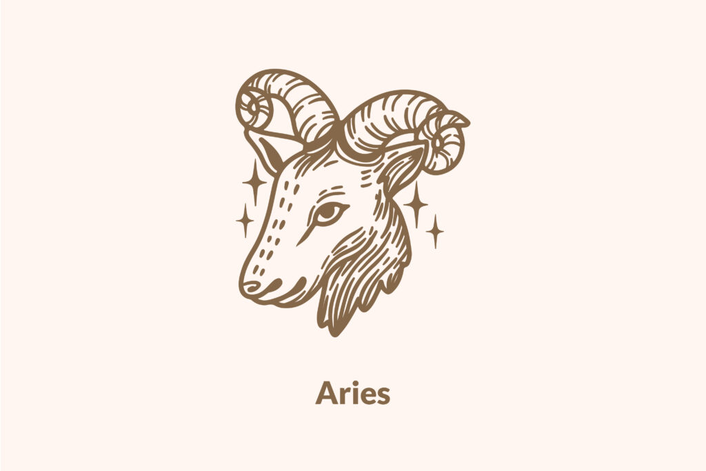 aries zodiac sign on a beige background