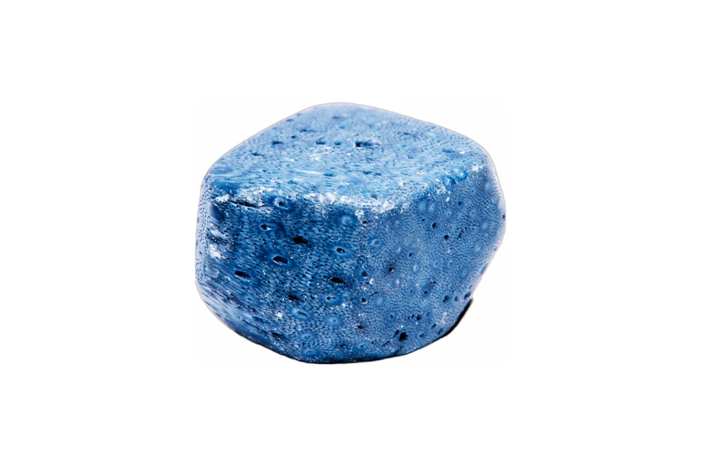 blue calcite stone on a white background