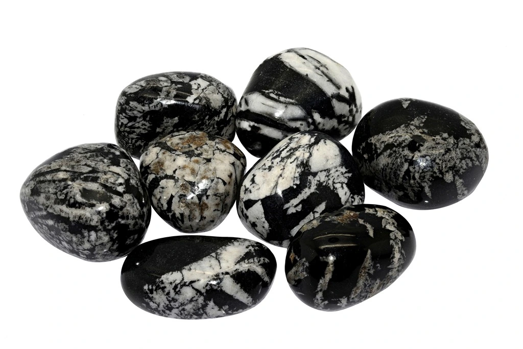 Obsidian tumbled on a white background