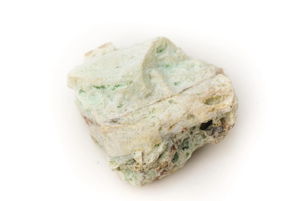 chunk of Chrysoprase crystal on a white background