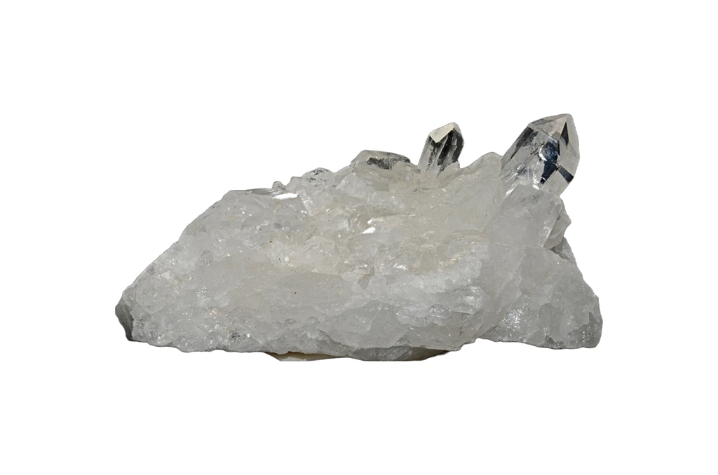 quartz cluster on white background