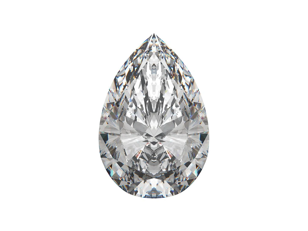 Pear shaped diamond on a white background
