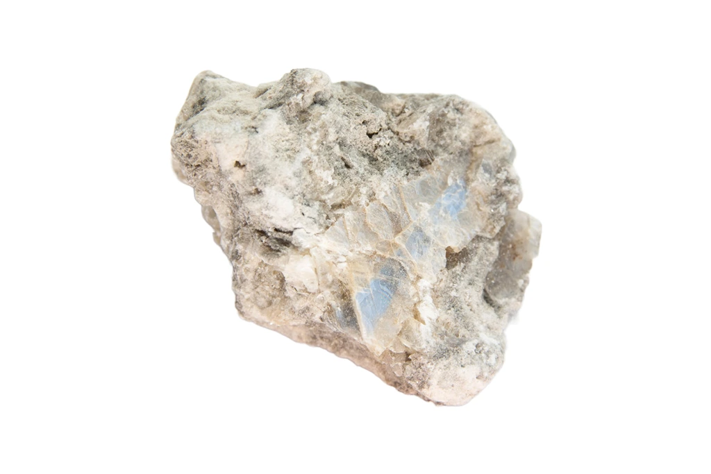 Gypsum chunk on a white background