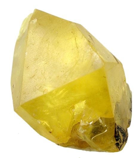 Lemon Aura crystal on a white background
