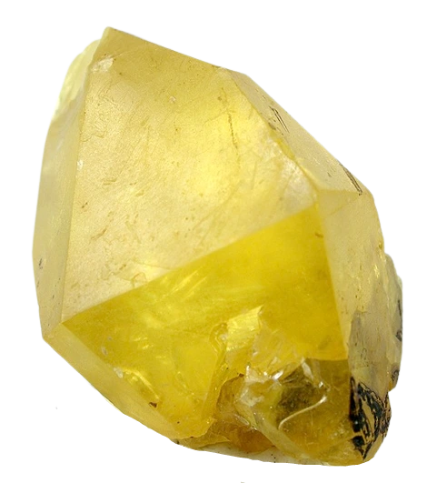 Lemon Aura crystal on a white background
