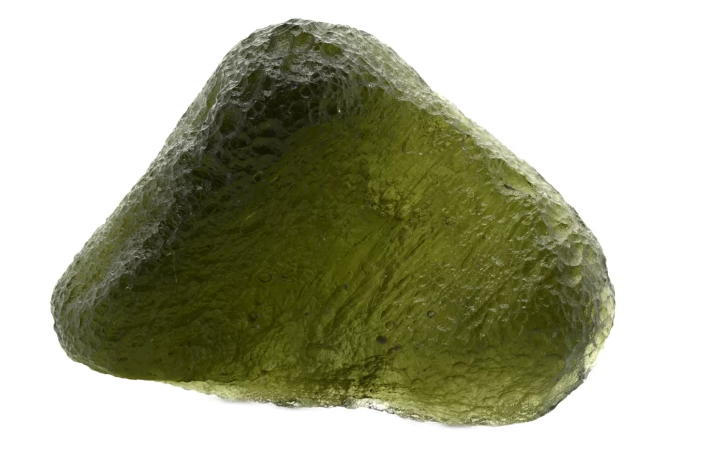 moldavite chunk on a white background