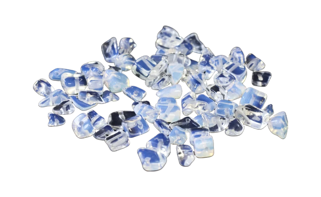 Moonstone crystals on a white background
