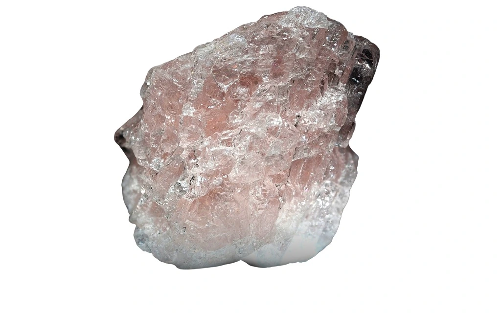 Morganite chunk on a white background