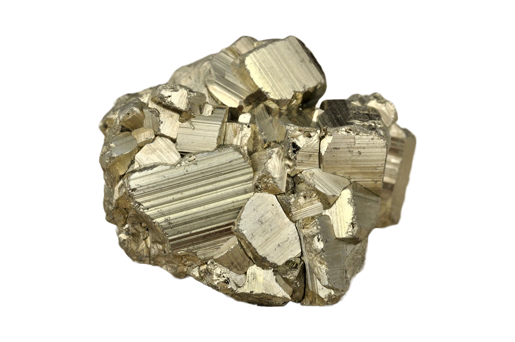 Pyrite on a white background