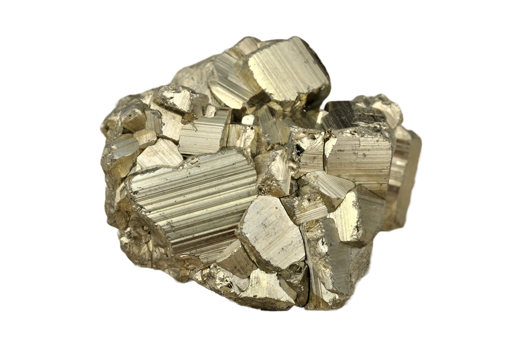 pyrite chunk on a white background