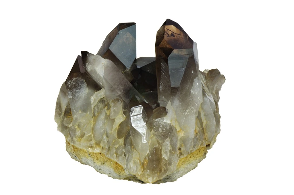 Smoky Quartz geode chunk on a white background