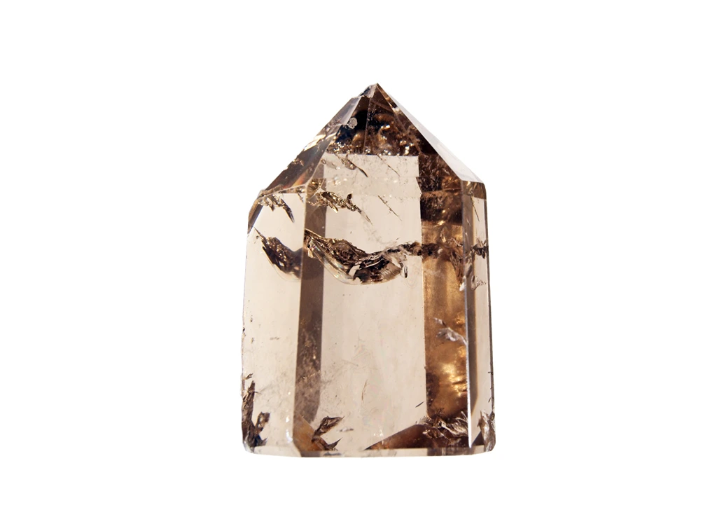 Smoky quartz tower isolated on a white background