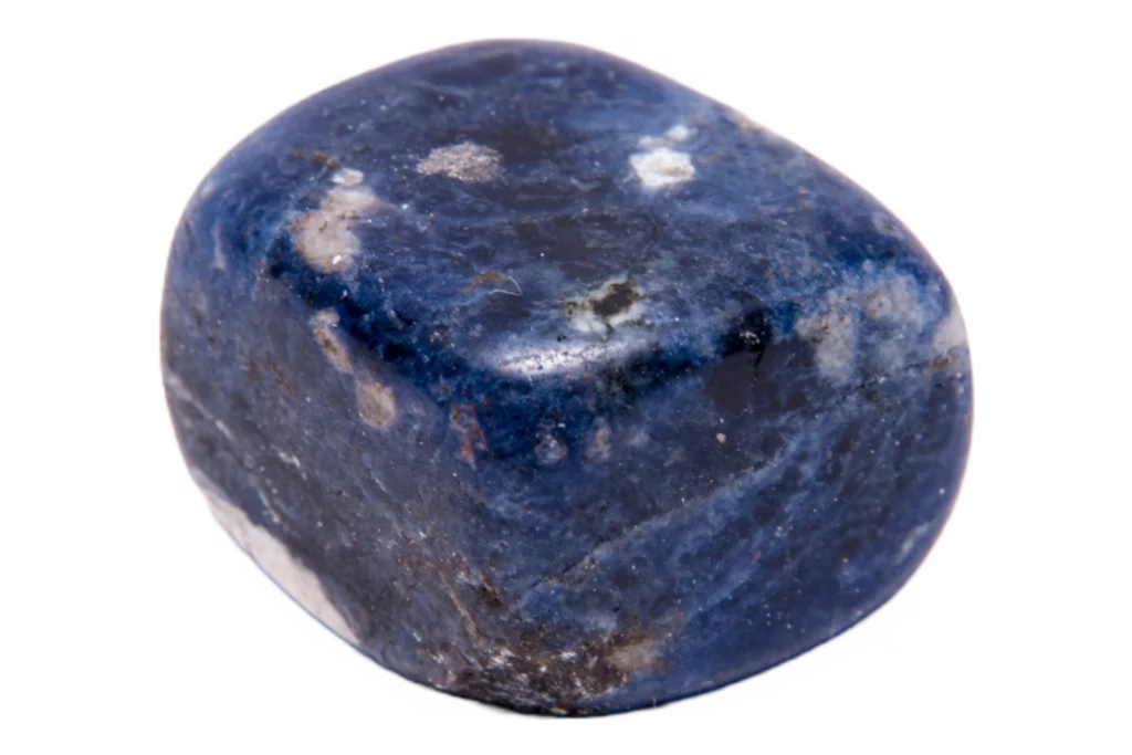 Sodalite rock on a white background