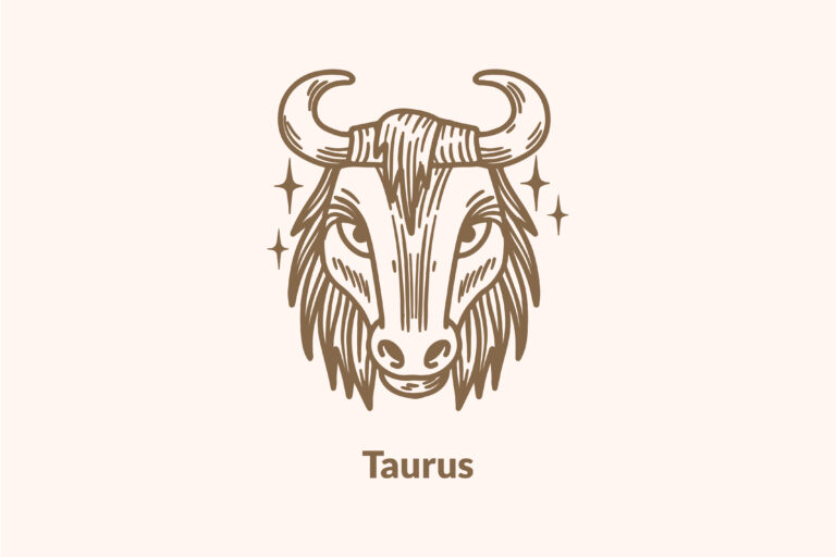 taurus zodiac sign on white background