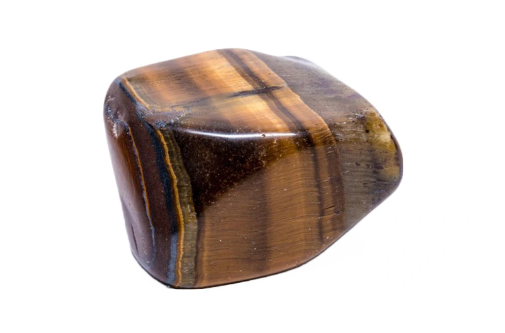 tiger's eye stone on a white background