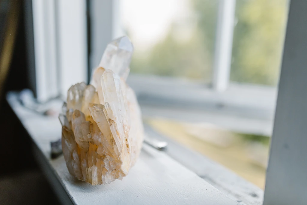 crystal on a window sill